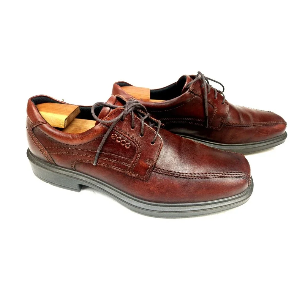 ECCO Mens Helsinki Bicycle Toe Tie Cocoa Brown Leather Oxfords Eur 44 US 10-10.5
